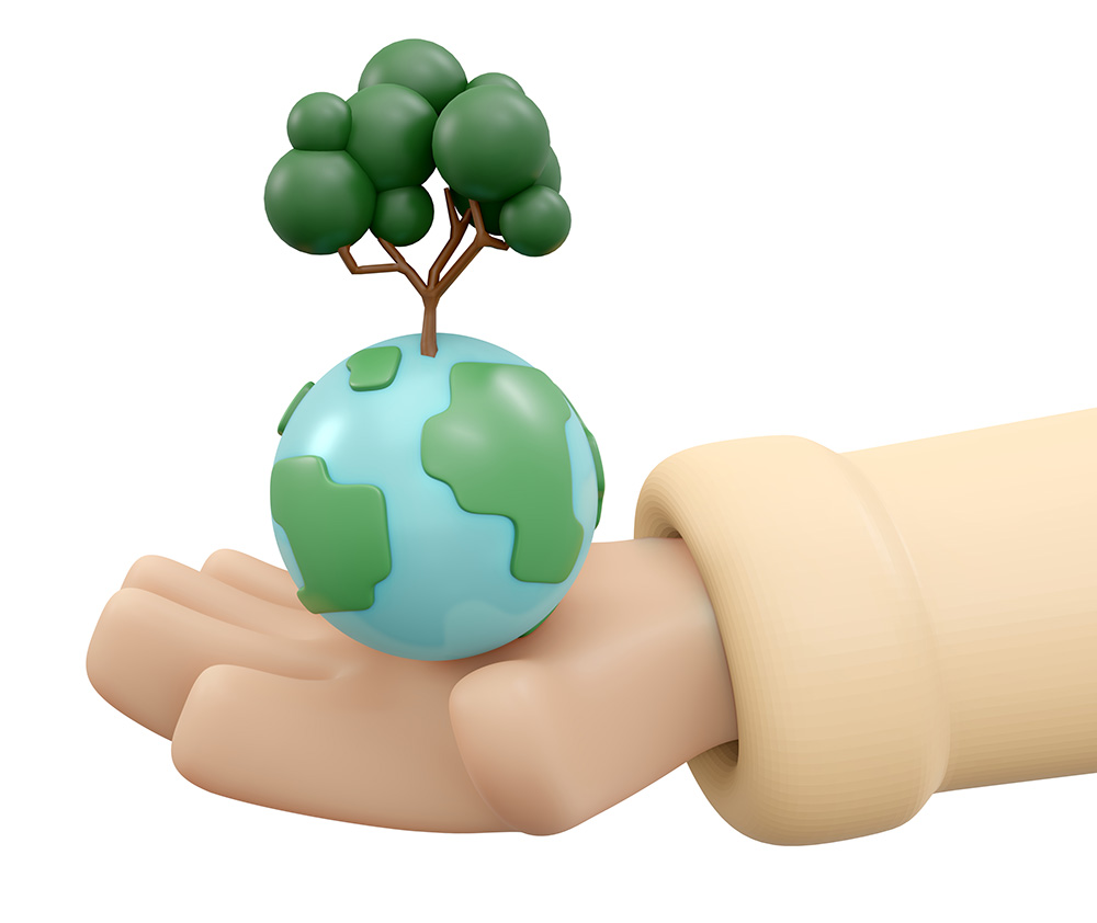 Webdesign Agentur Berlin Nachhaltigkeit - Hand hält eine Weltkugel mit einem Baum drauf
